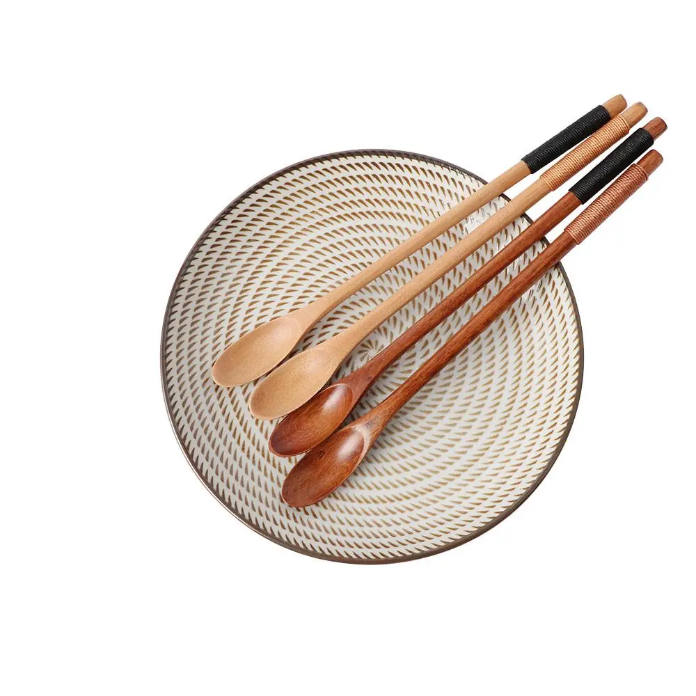 Wooden Cooking Stirring Long Handle Coffee Spoon Tableware Honey Spoon Tea Scoops