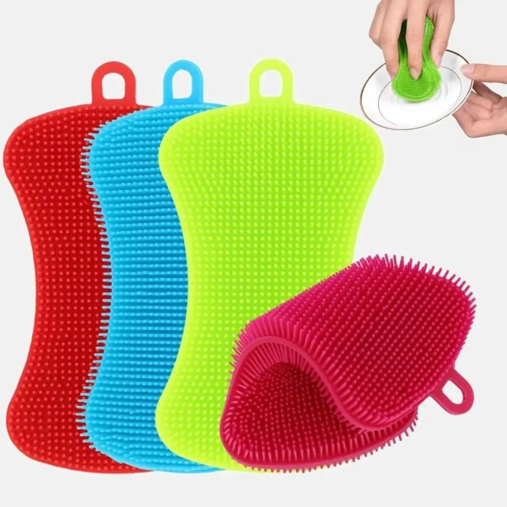 Double Sided Silicone Dishwashing Brush Flexible Soft Washing Cleaning Brushes Reusable Cleaning Brush Fruit Vegetable