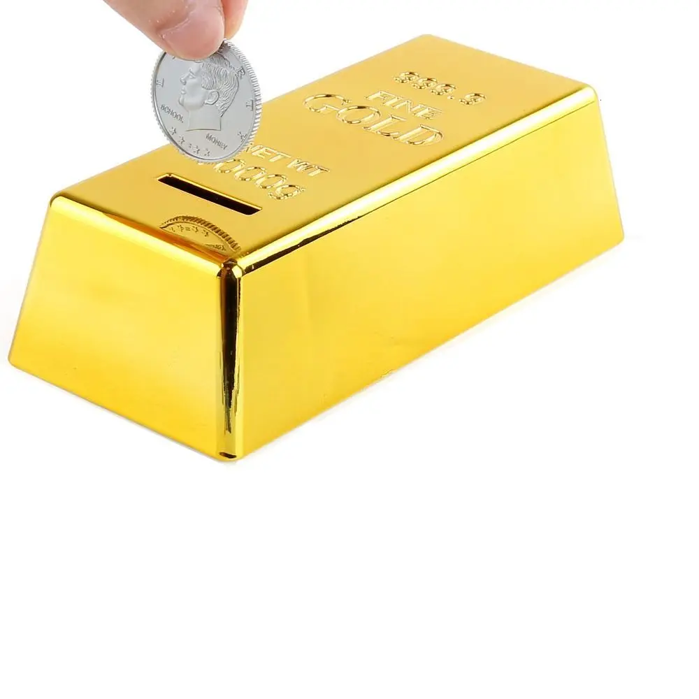 Artificial Gold Bullion Bar Decorative Bullion Prop Children Birthday Gifts Coin Case Piggy Bank Saving Money Box Coin Bank