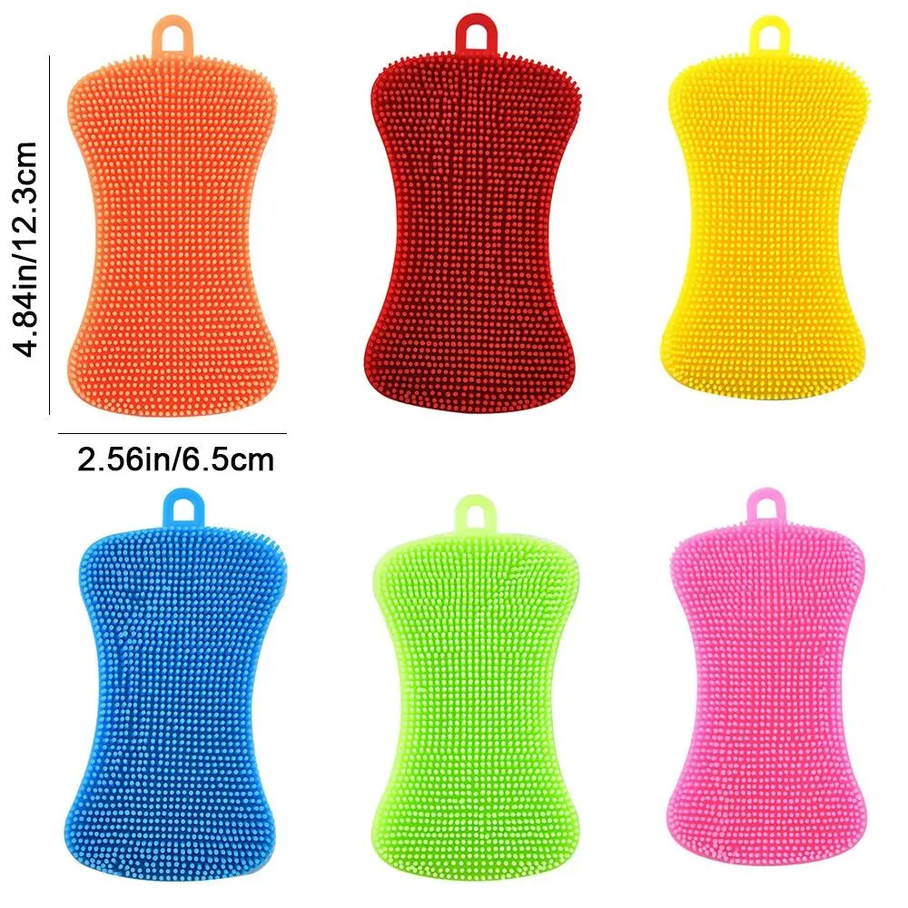 Double Sided Silicone Dishwashing Brush Flexible Soft Washing Cleaning Brushes Reusable Cleaning Brush Fruit Vegetable