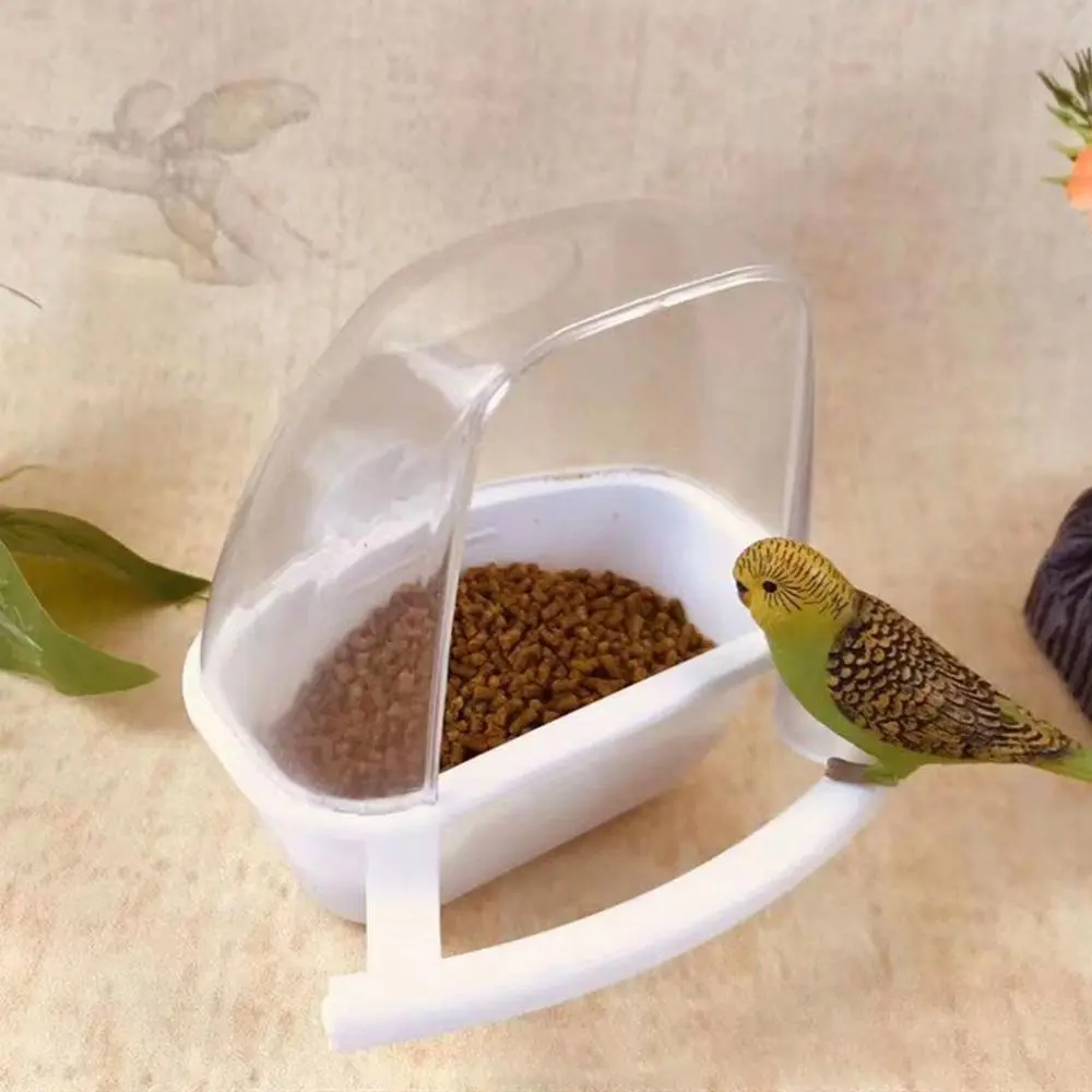 Clear Bird Cage Decor Playing and Eating Fix on Cage Bird Feeder Parrot Supplies Birds Watering Bowl Bird Food Container