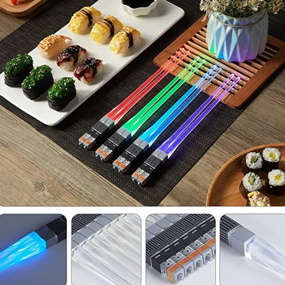 Toys Glowing Light Saber Chopsticks Detachable Reusable LED Chopstick Washable Luminous Chopstick Party