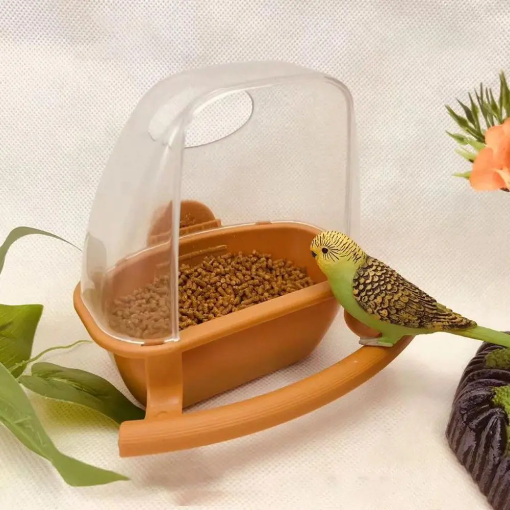 Clear Bird Cage Decor Playing and Eating Fix on Cage Bird Feeder Parrot Supplies Birds Watering Bowl Bird Food Container
