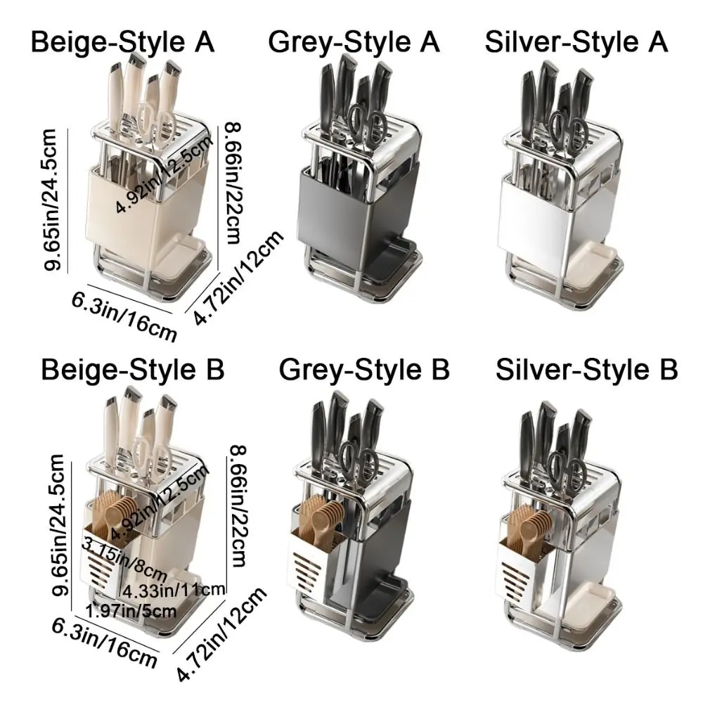 Stable Stainless Steel Knives Holder Anti-slip Large Capacity Countertop Knives Holder Space Saving Cutlery Organizer
