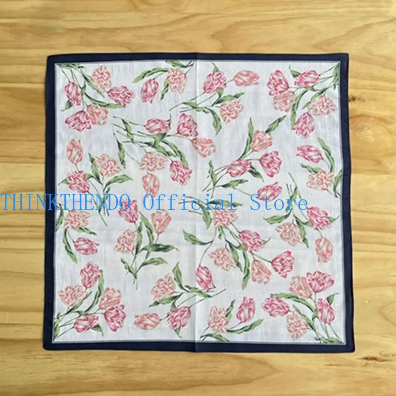 652F Lightweight Colorful Handkerchief Floral Pattern Hankie Washable Chest Towel Pocket Handkerchief for Adult Wedding Party