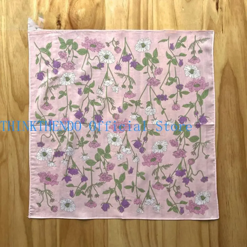 652F Lightweight Colorful Handkerchief Floral Pattern Hankie Washable Chest Towel Pocket Handkerchief for Adult Wedding Party