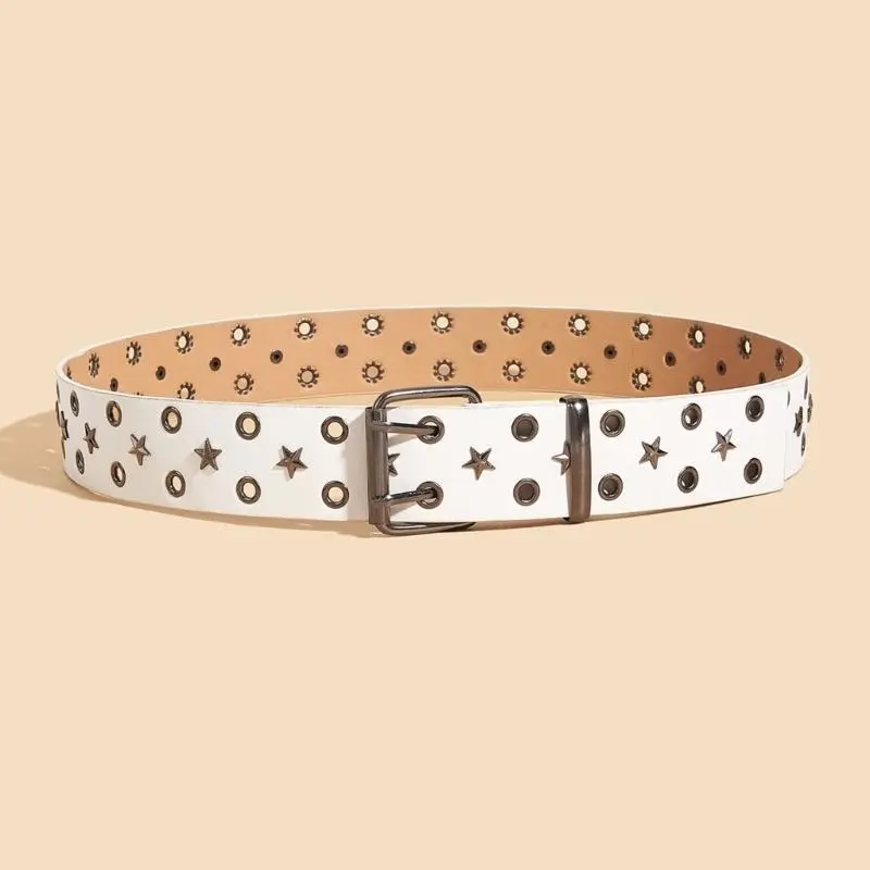 652F Girls Modern Waist Belt for Daily Costume Jewelry Waist Body Jewelry for Party Jeans Grommet Cowboy Chain