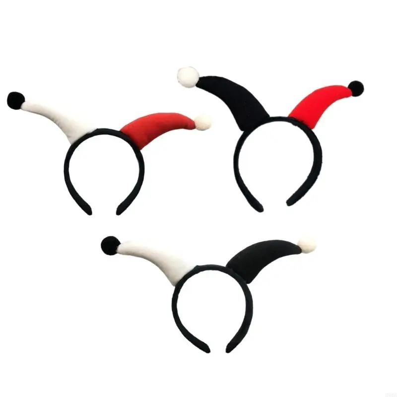 652F Unique Plush Clown Headband for Adults and Kids Perfect for Halloween and Costume Parties with 3D Exaggerated Horns