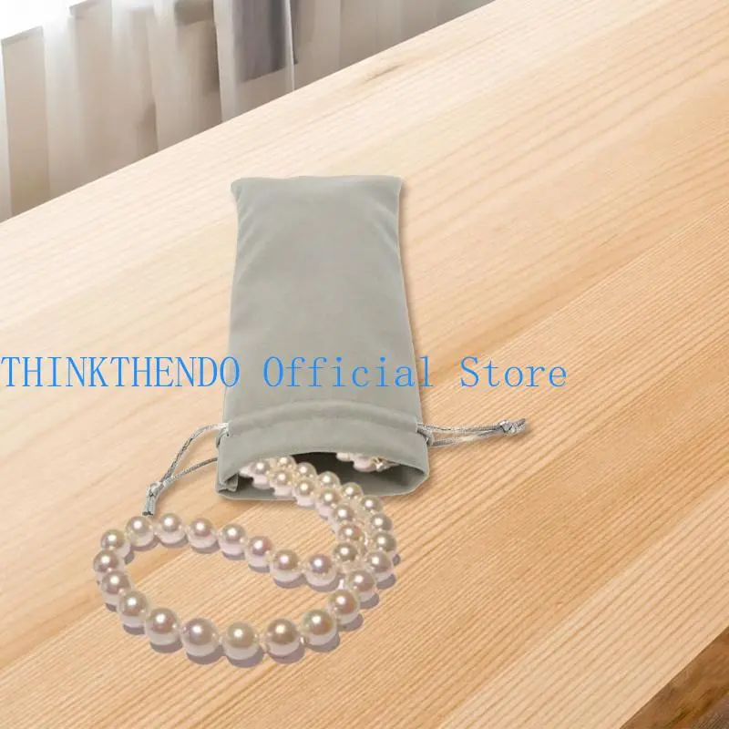 652F Reusable Flannelette Drawstring Bag Breathable Dustproof Storage Great for Travel and Home Jewelry Watch Use