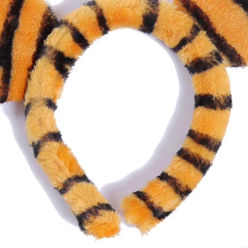39BB Cosplay Plush Tiger Ears Shape Hairhoop Bowtie and Tail Suit Kids Fancy Costume Novelty Supplies for Halloween Party