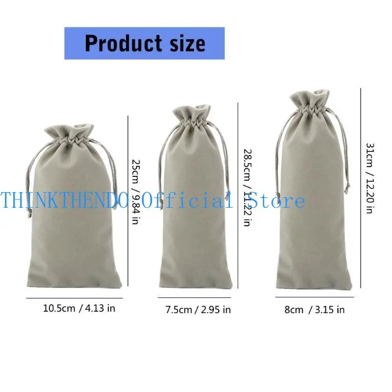 652F Reusable Flannelette Drawstring Bag Breathable Dustproof Storage Great for Travel and Home Jewelry Watch Use