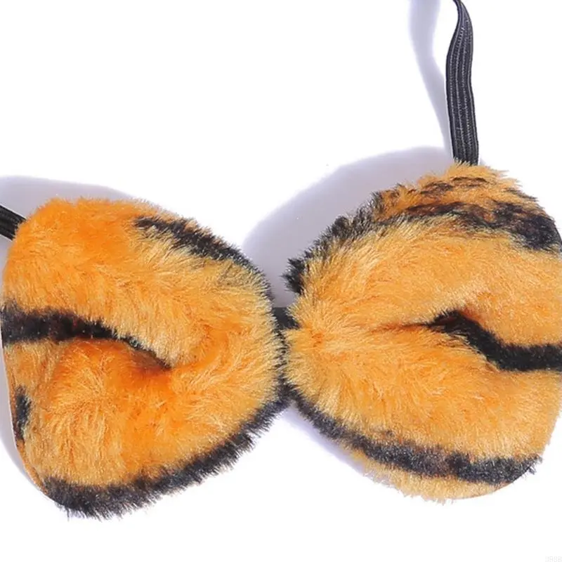 39BB Cosplay Plush Tiger Ears Shape Hairhoop Bowtie and Tail Suit Kids Fancy Costume Novelty Supplies for Halloween Party