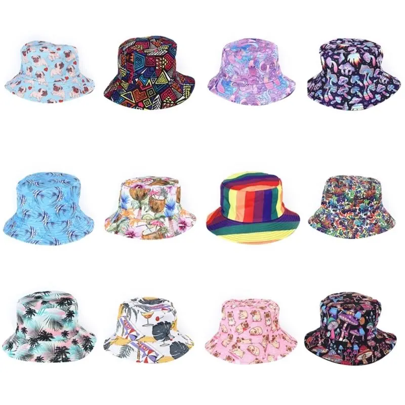 652F Fisherman Hat Bucket Hat for Girls Colorful Reversible Casual Caps for Sports Gym Mountain Camping Hat Outdoor Sunshade