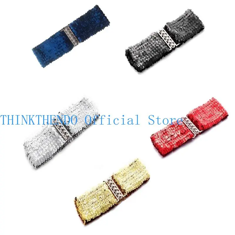 39BB Nightclub Waist Belt Shinning Full Sequins Belt for Woman Jeans Formal Dress