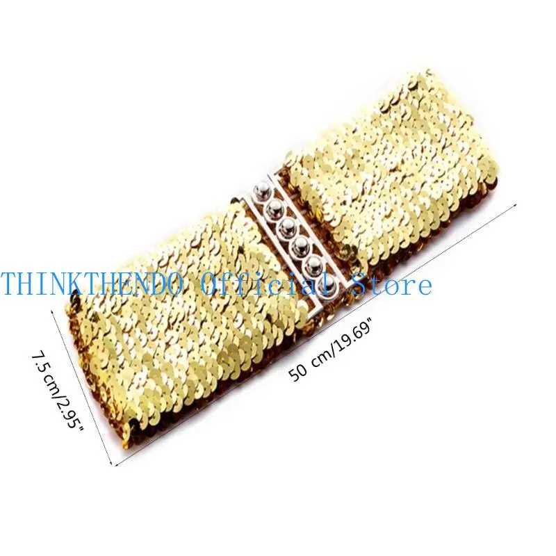 39BB Nightclub Waist Belt Shinning Full Sequins Belt for Woman Jeans Formal Dress