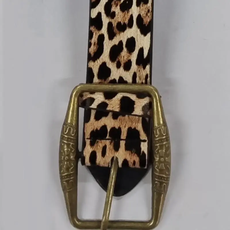 652F Leopard Pattern Belt Soft Comfortable Waist Belt Stylish Men Women Waistband for Casual or Business Attires