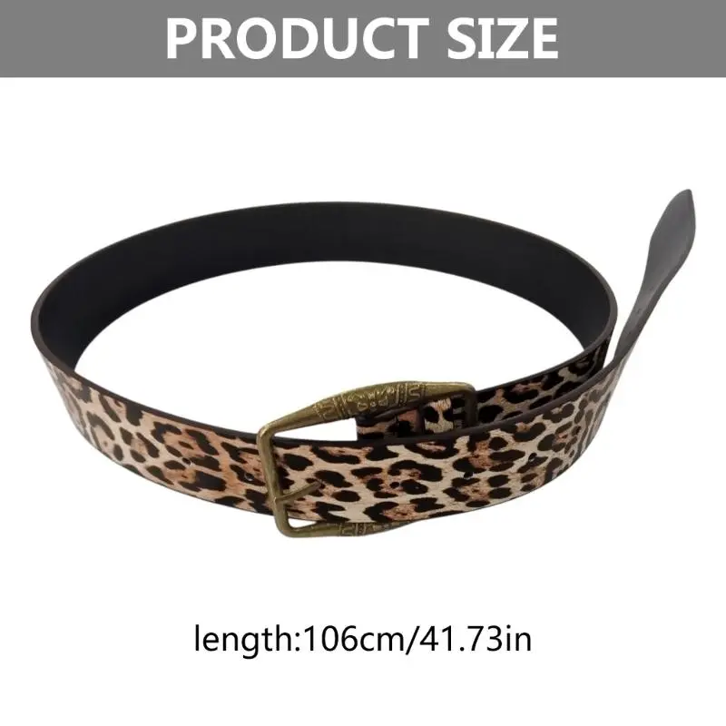 652F Leopard Pattern Belt Soft Comfortable Waist Belt Stylish Men Women Waistband for Casual or Business Attires