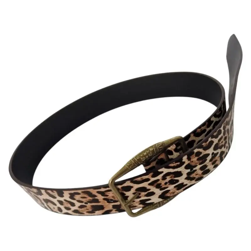 652F Leopard Pattern Belt Soft Comfortable Waist Belt Stylish Men Women Waistband for Casual or Business Attires