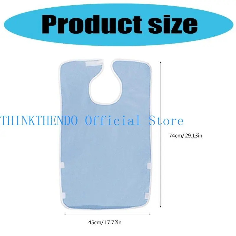 652F Reusable Washable Adult Apron With Crumb Catcher Eating Clothing Protectors for Elderly Large Size