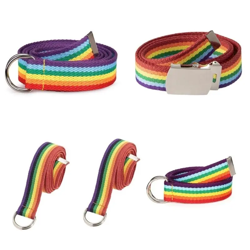 652F Braided Rainbow Waist Belt Woven Braided Belt for Wrap Dress Night Club Wide Belt for Party Dancing Beach