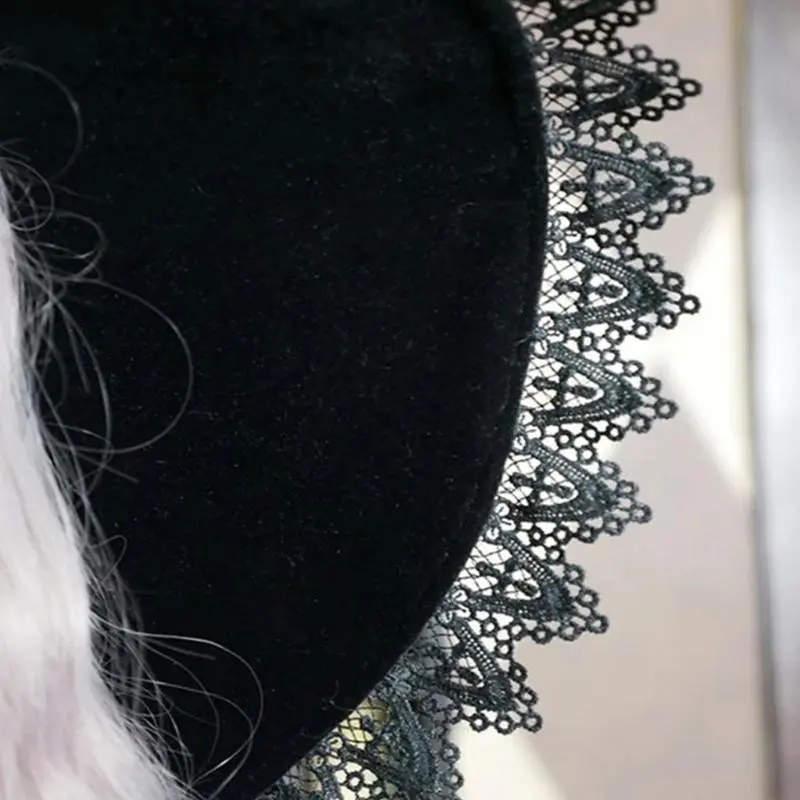 652F Black Witch Hat for Halloween Wide Brim Party Hat Women Witchcap Wizard Hat Carnival Costume Night Club Female Headdress