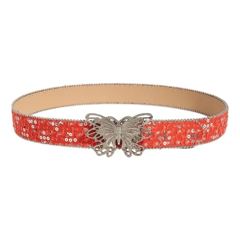 652F Stylish Punk Butterfly Belt Adjustable Length Waistband Vintage Waist Belt for Women and Men