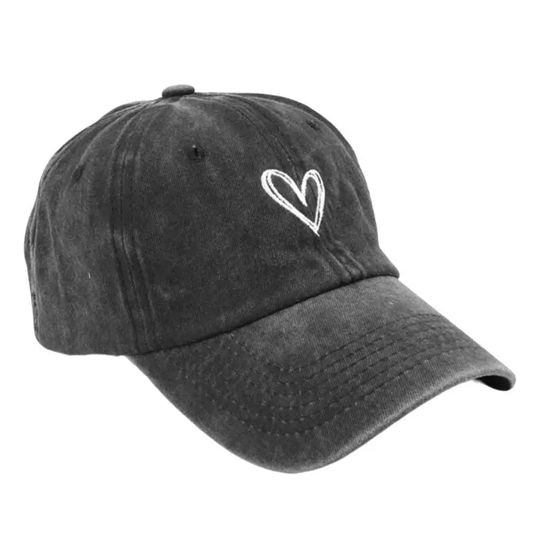 652F Distressed Baseball Hat for Girls Women Embroidery Heart Casual Hat for Sports Gym Mountain Camping Hat Outdoor Activity