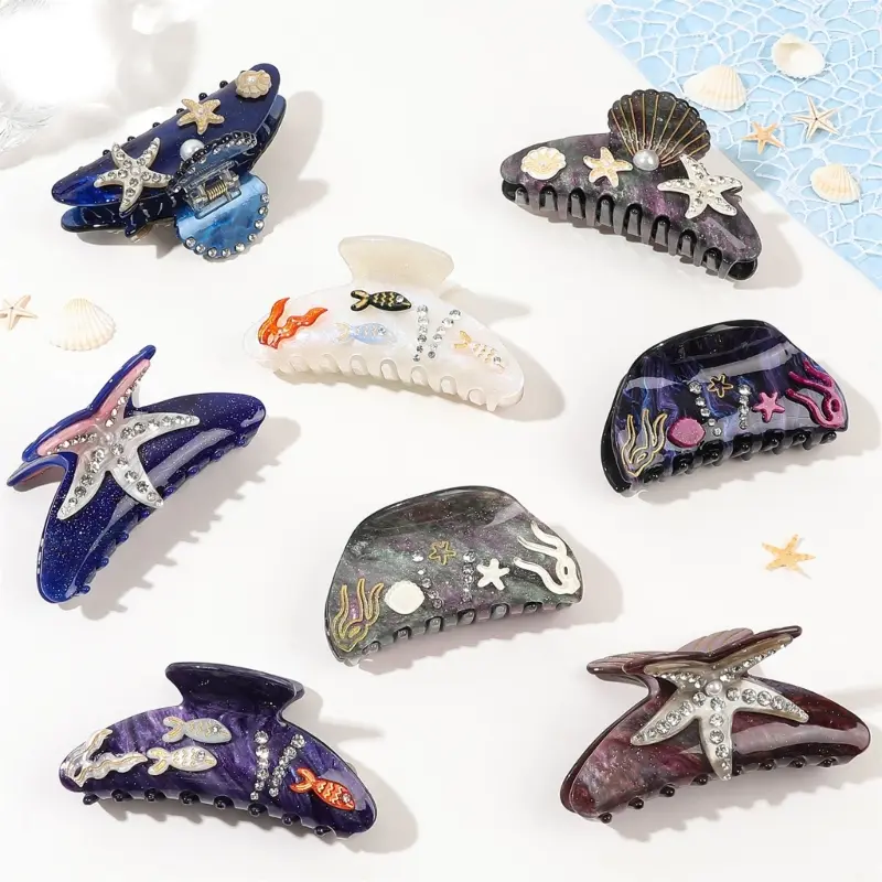 652F Stylish Shark Acrylic Hair Clip Claw Unique Designs Women's Hair Accessory for Daily Outings and Casual Gatherings