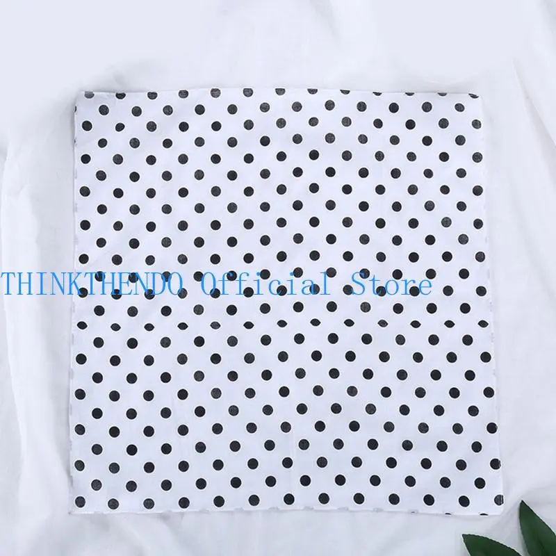 39BB 55x55cm Women Unisex Vintage Large Polka Dot Square Scarf Cotton Sport for Head
