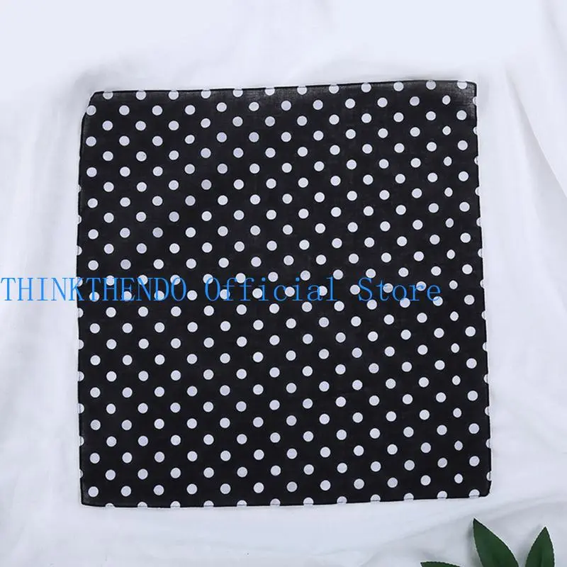39BB 55x55cm Women Unisex Vintage Large Polka Dot Square Scarf Cotton Sport for Head