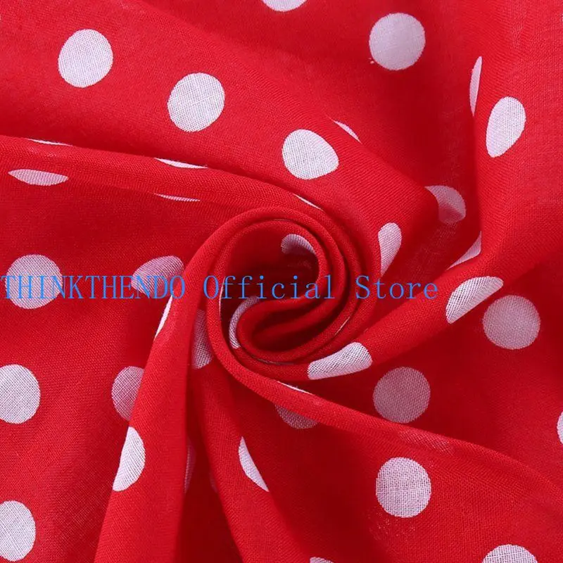 39BB 55x55cm Women Unisex Vintage Large Polka Dot Square Scarf Cotton Sport for Head