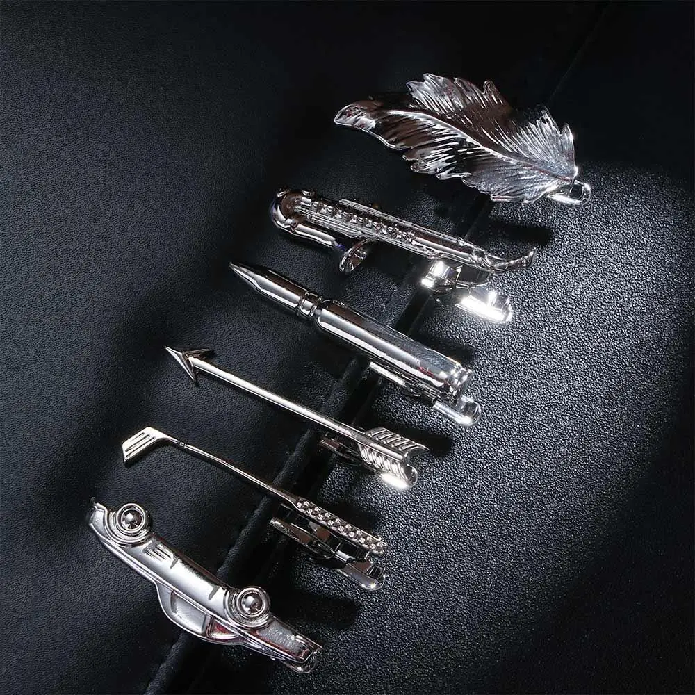 Charm High Quality Silver Metal Key Shape Wedding 1 Piece Glasses Shape Tie Clip Necktie Clips Pin Jewelry