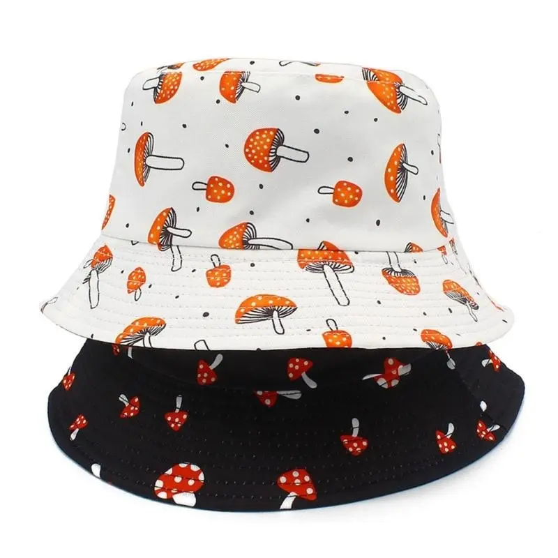 652F Fisherman Hat Bucket Hat for Girls Mushroom Reversible Casual Caps for Sports Gym Mountain Camping Hat Outdoor Sunshade