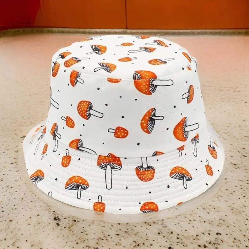 652F Fisherman Hat Bucket Hat for Girls Mushroom Reversible Casual Caps for Sports Gym Mountain Camping Hat Outdoor Sunshade