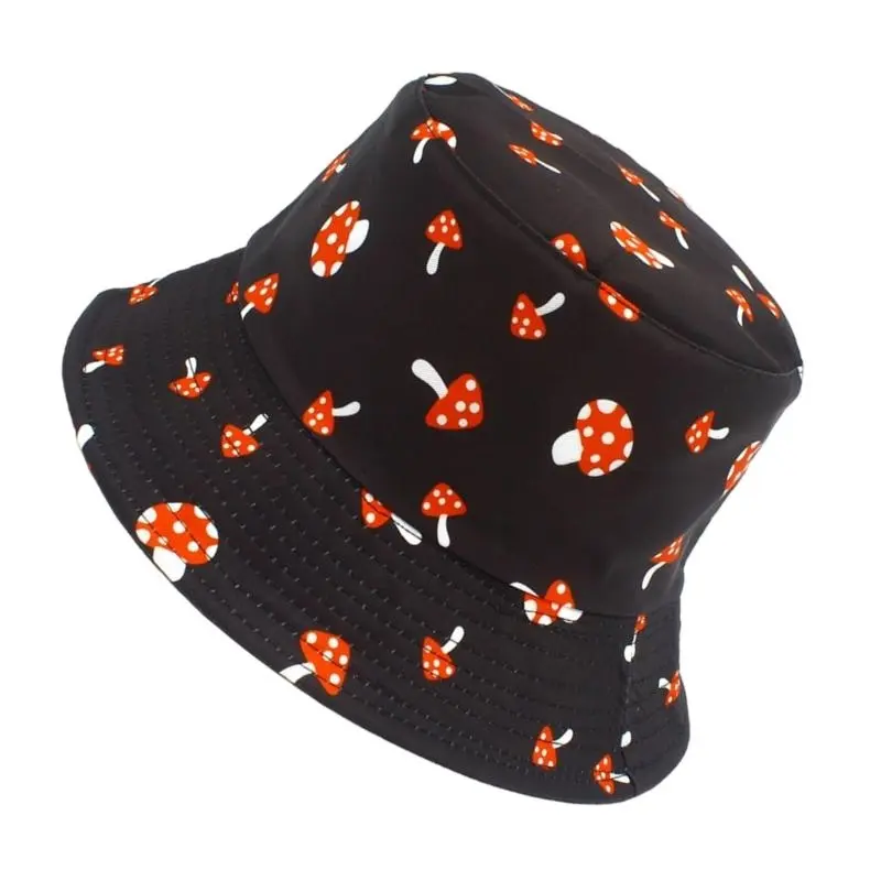 652F Fisherman Hat Bucket Hat for Girls Mushroom Reversible Casual Caps for Sports Gym Mountain Camping Hat Outdoor Sunshade