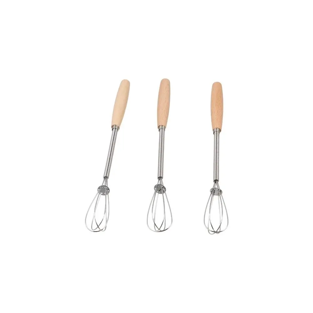 Kitchen Tools Multifunction Stainless Steel Egg Beater Useful Wooden Handle Hand Egg Beater Portable Mini Egg Whisk Cooking