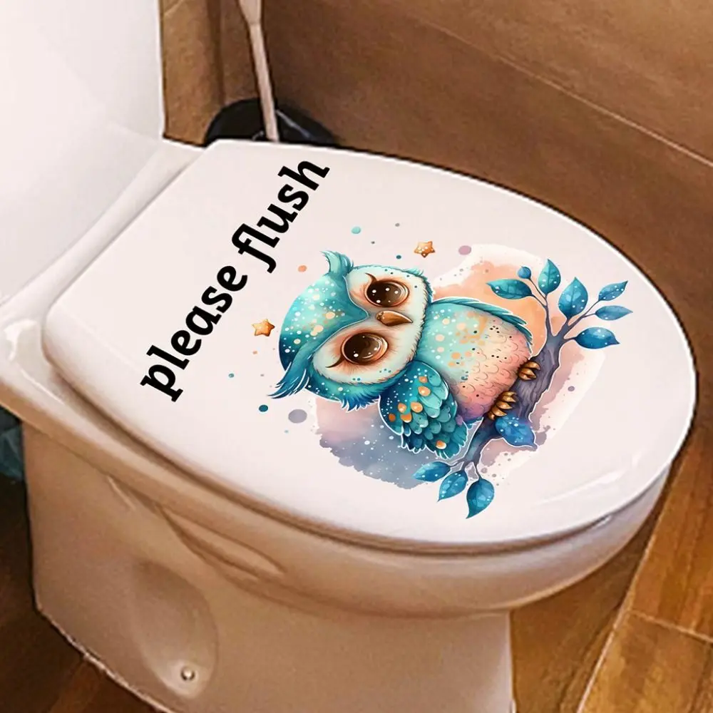 Multipurpose PVC Sea Animal Toilet Sticker Please Flush Removable Toilet Sign Sticker Cute Washable Bathroom Decals Living Room