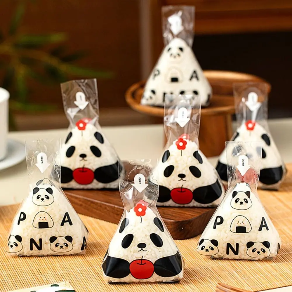 100Pcs Disposable Triangle Rice Ball Packing Bag Cartoon Pattern Japanese Rice Ball Wrapper DIY Transparent Sushi Bag Kids
