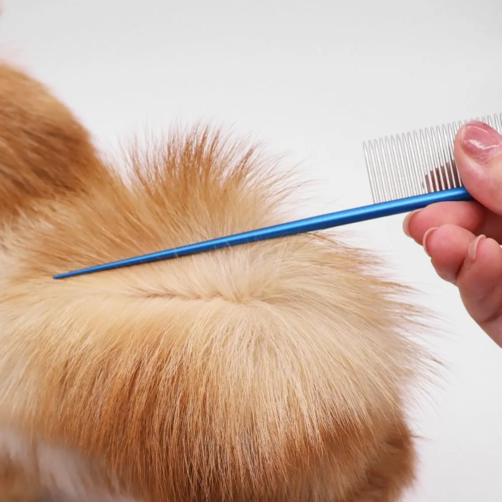 Stainless Steel Pet Flea Comb Dense Tooth Colorful Dog Grooming Comb Non-rust Pet Hair Comb for Removing Lice and Fleas