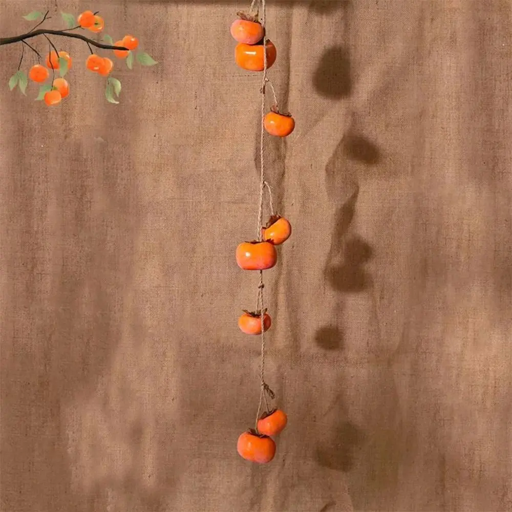 8 Fruit Simulation Persimmon Fruit Orange Lifelike Artificial Persimmon with Frost Fruit Wall Hanging Persimmon Pendant