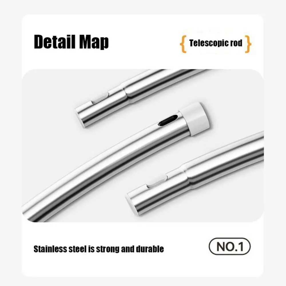 Stainless Steel and PP Windows Cleaning Tool Gray Stretchable High-rise Window Cleaner Arc Rod Flexible Cleaning