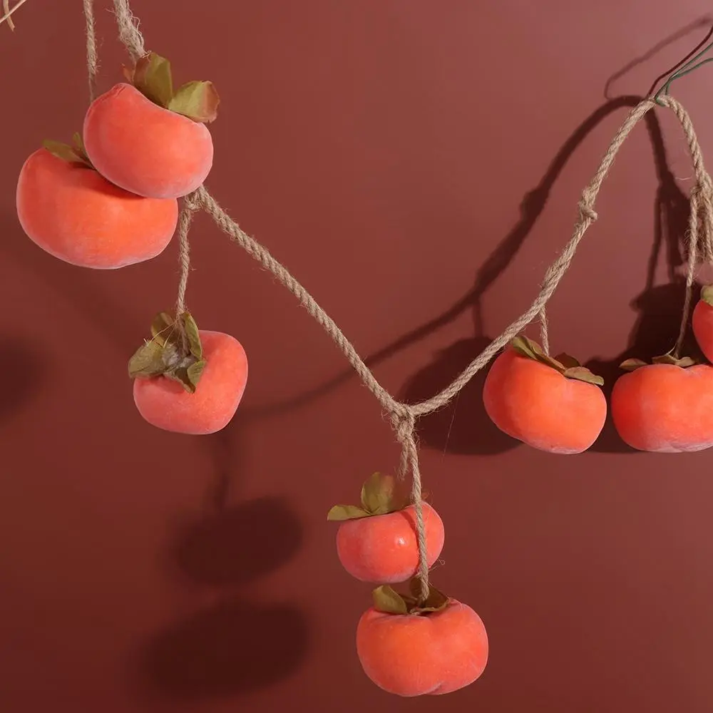 8 Fruit Simulation Persimmon Fruit Orange Lifelike Artificial Persimmon with Frost Fruit Wall Hanging Persimmon Pendant