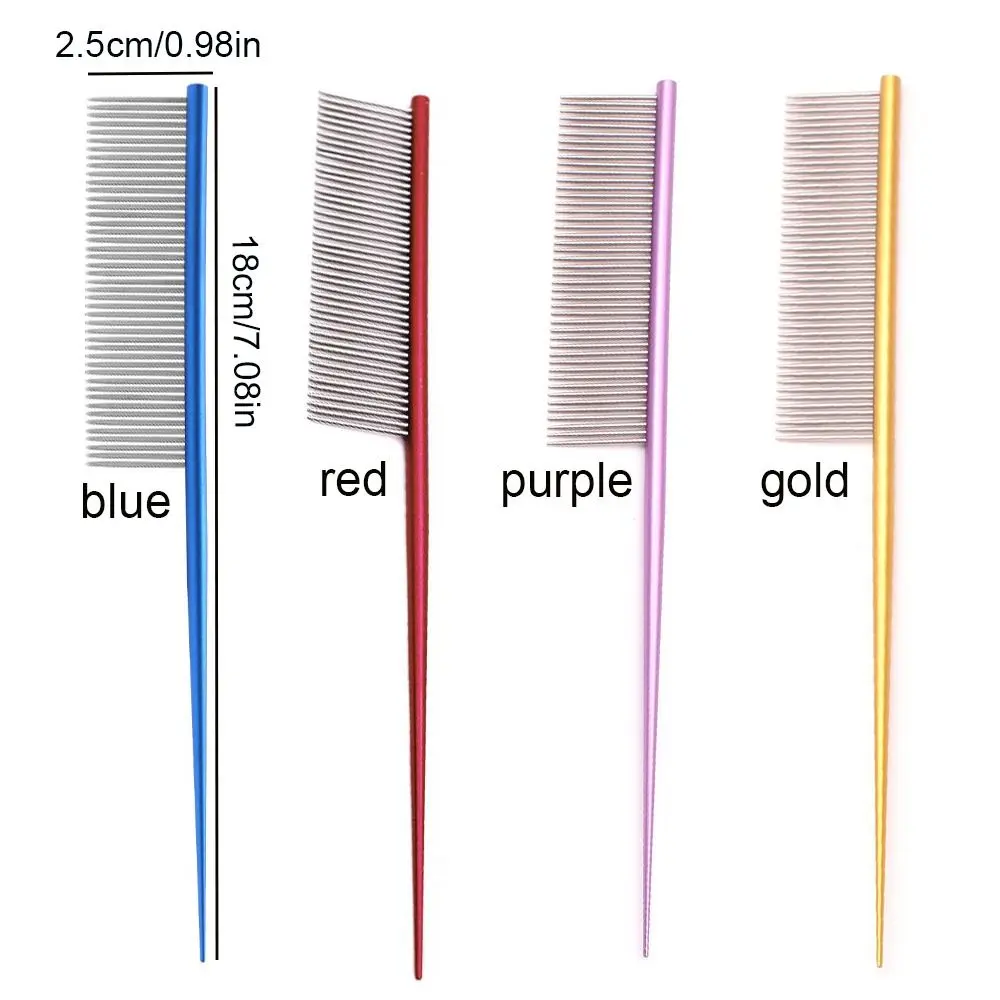 Stainless Steel Pet Flea Comb Dense Tooth Colorful Dog Grooming Comb Non-rust Pet Hair Comb for Removing Lice and Fleas