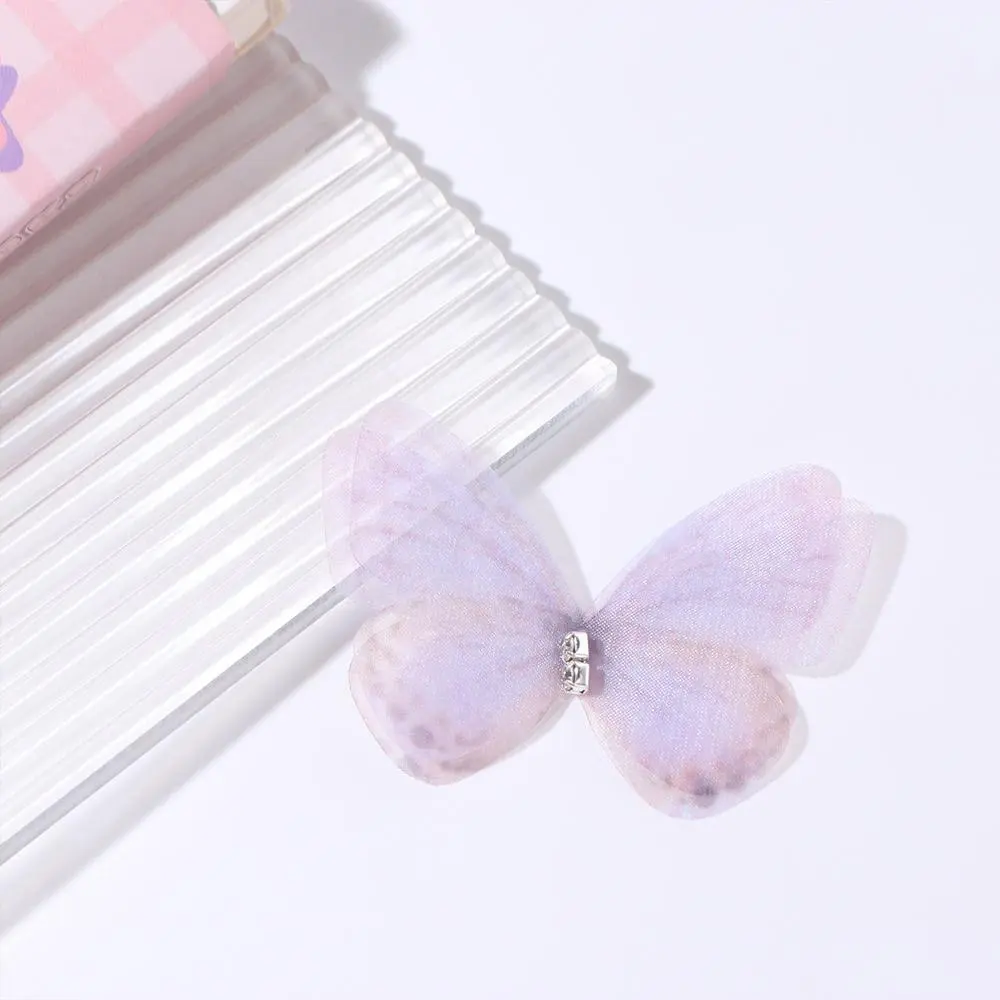 20PCS Rhinestone Gauze Butterfly Applique 3D Simulation Butterfly Mesh Butterfly Patches Dreamy DIY Material Cloth Applique