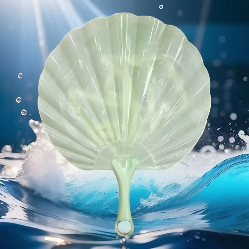 10pcs Creative Plastic Portable Shell Fan Gentle Wind Retro Chinese Style Fan Integrated Handheld Fan Traditional Festival