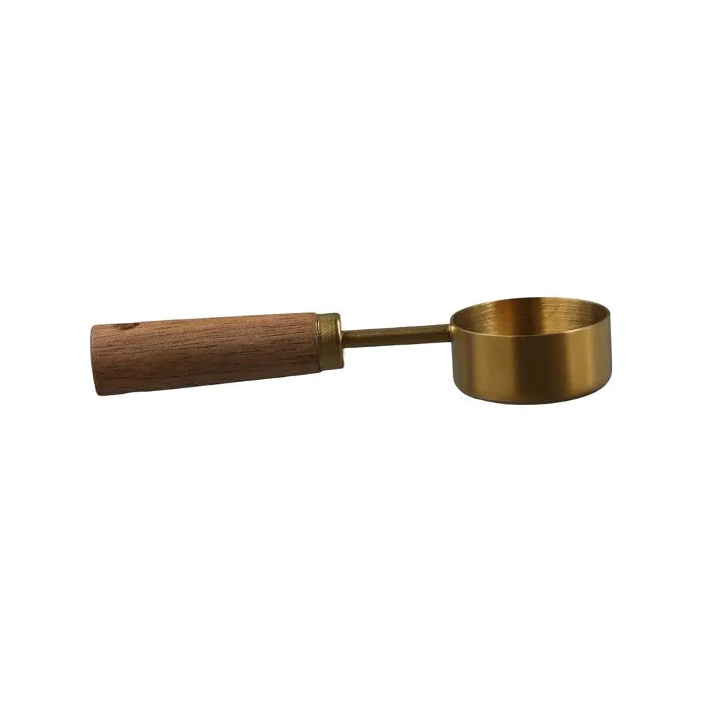 14ml Stainless Steel Measure Spoon Flat Bottom Hangable Measuring Cup with Wood Handle Rustproof Kitchen Measure Tools Coffee