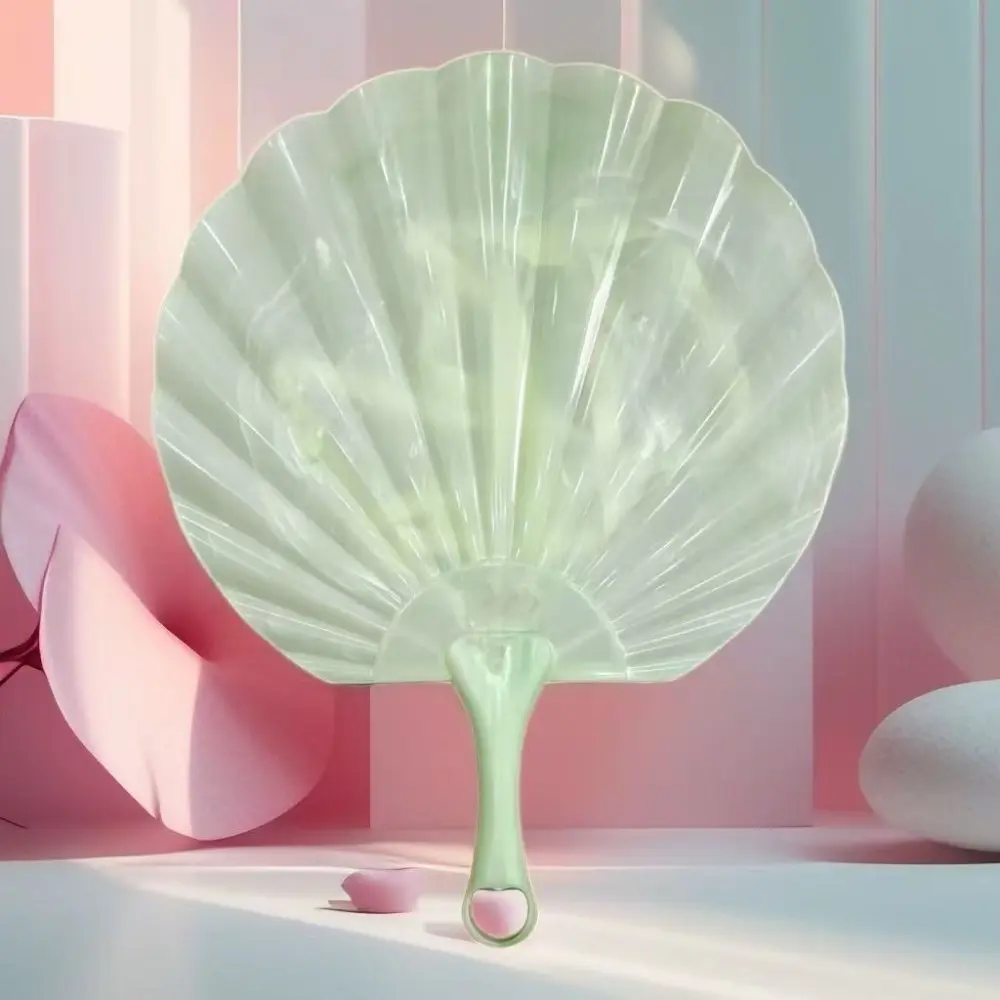 10pcs Creative Plastic Portable Shell Fan Gentle Wind Retro Chinese Style Fan Integrated Handheld Fan Traditional Festival