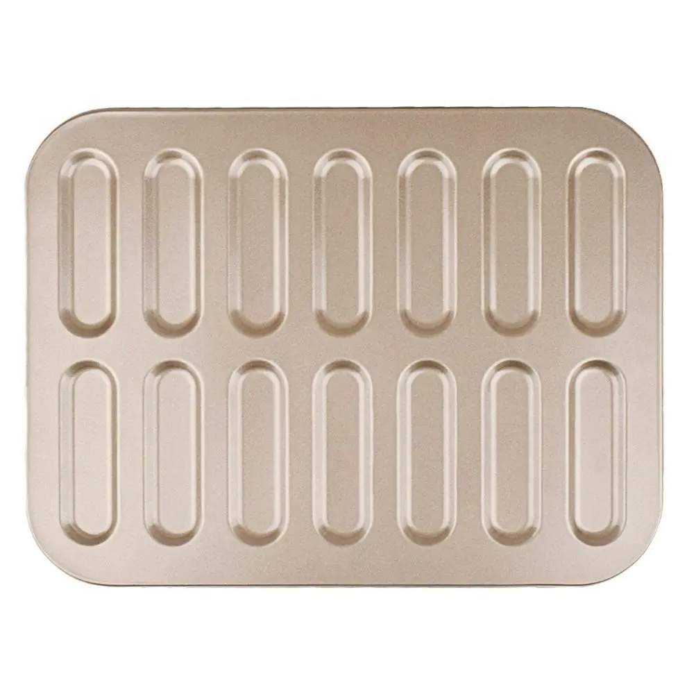 14 Cavity Ladyfinger Mould Smooth Surface Carbon Steel Biscuits Baking Tray No Odor Easy To Use Non-Stick Cake Mold Dessert