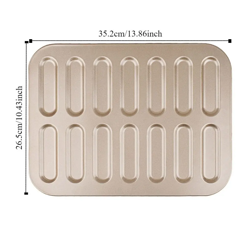 14 Cavity Ladyfinger Mould Smooth Surface Carbon Steel Biscuits Baking Tray No Odor Easy To Use Non-Stick Cake Mold Dessert
