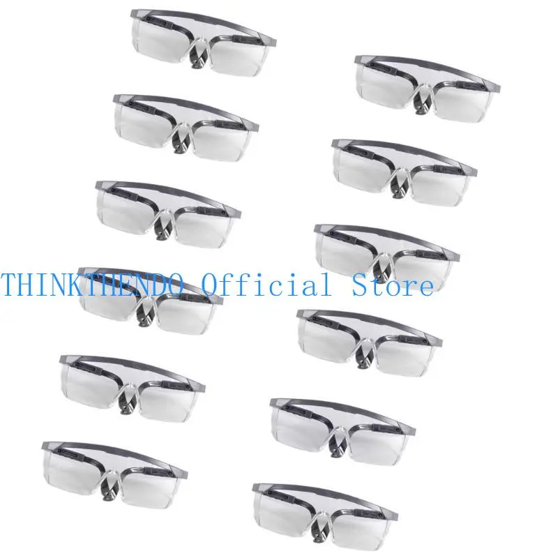 652F 12Pcs Lightweight PVC Safety Goggles For Factory And Construction Workers Protective Clear Lens Industrial Use